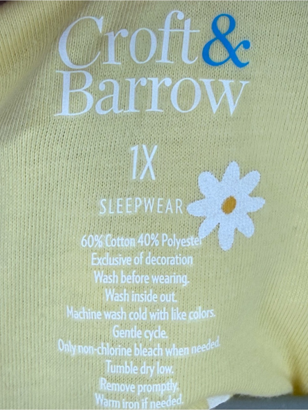 Croft & Barrow Sleeveless Nightgown Size 1X Yellow White Daisy print NWT - Picture 5 of 7